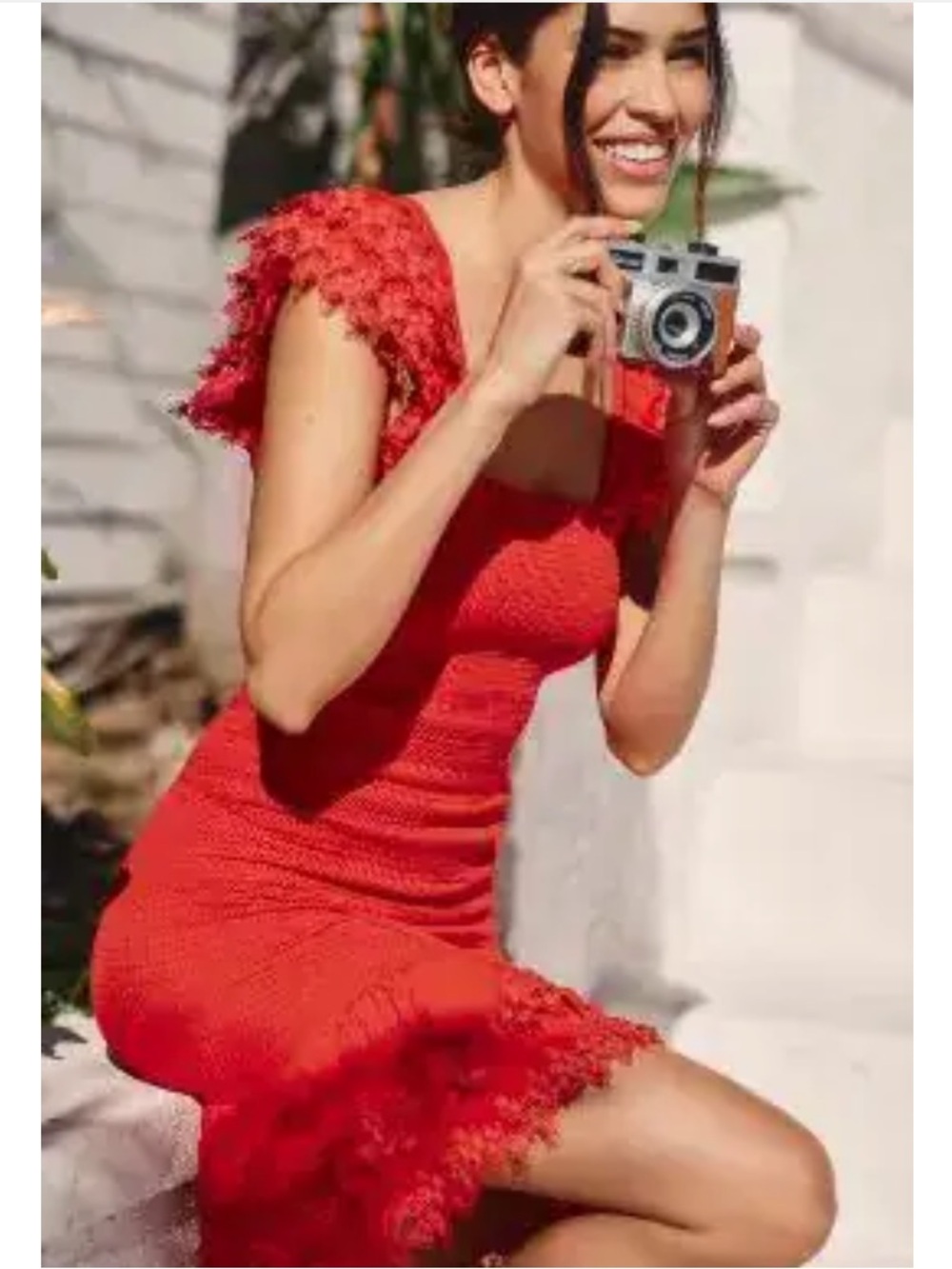 Anthropologie Peixoto Red Belle Mini Dress with Ruffle Trim